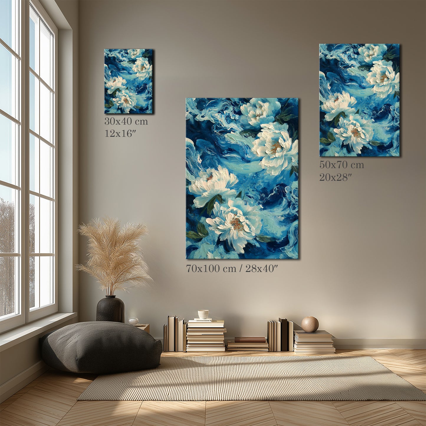 Ocean Inspired Flower Art Canvas Print