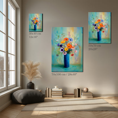 Colorful Floral Vase Painting Canvas Print