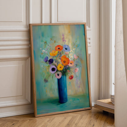 Colorful Floral Vase Painting Print