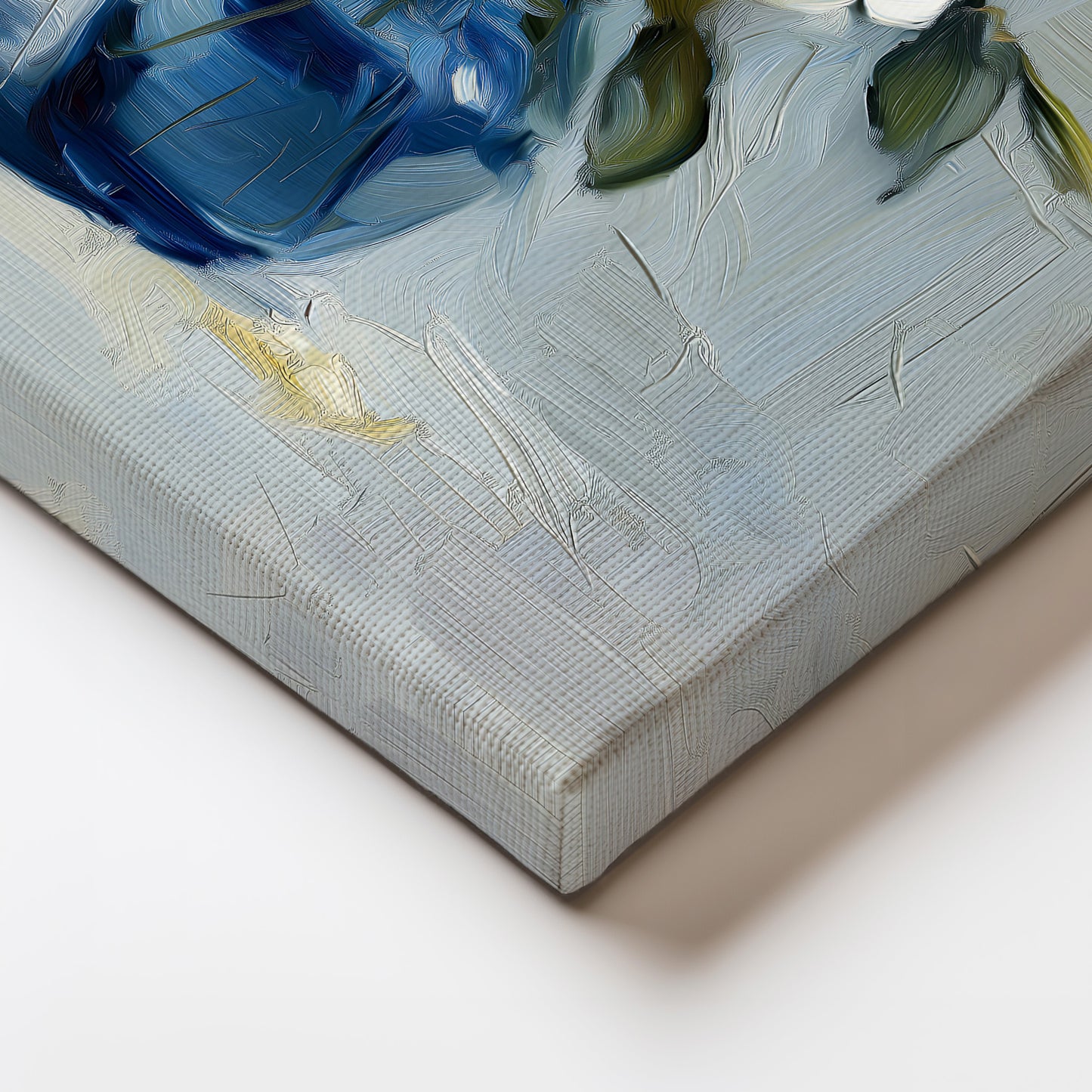 White Rose Floral Vase Painting Canvas Print