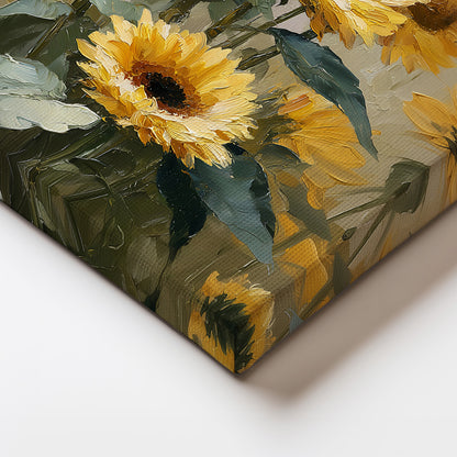 Sunlit Sunflower Oil Painting Canvas Print