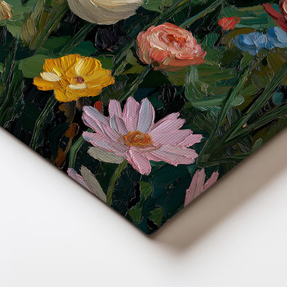 Floral Meadow Garden Painting Canvas Print
