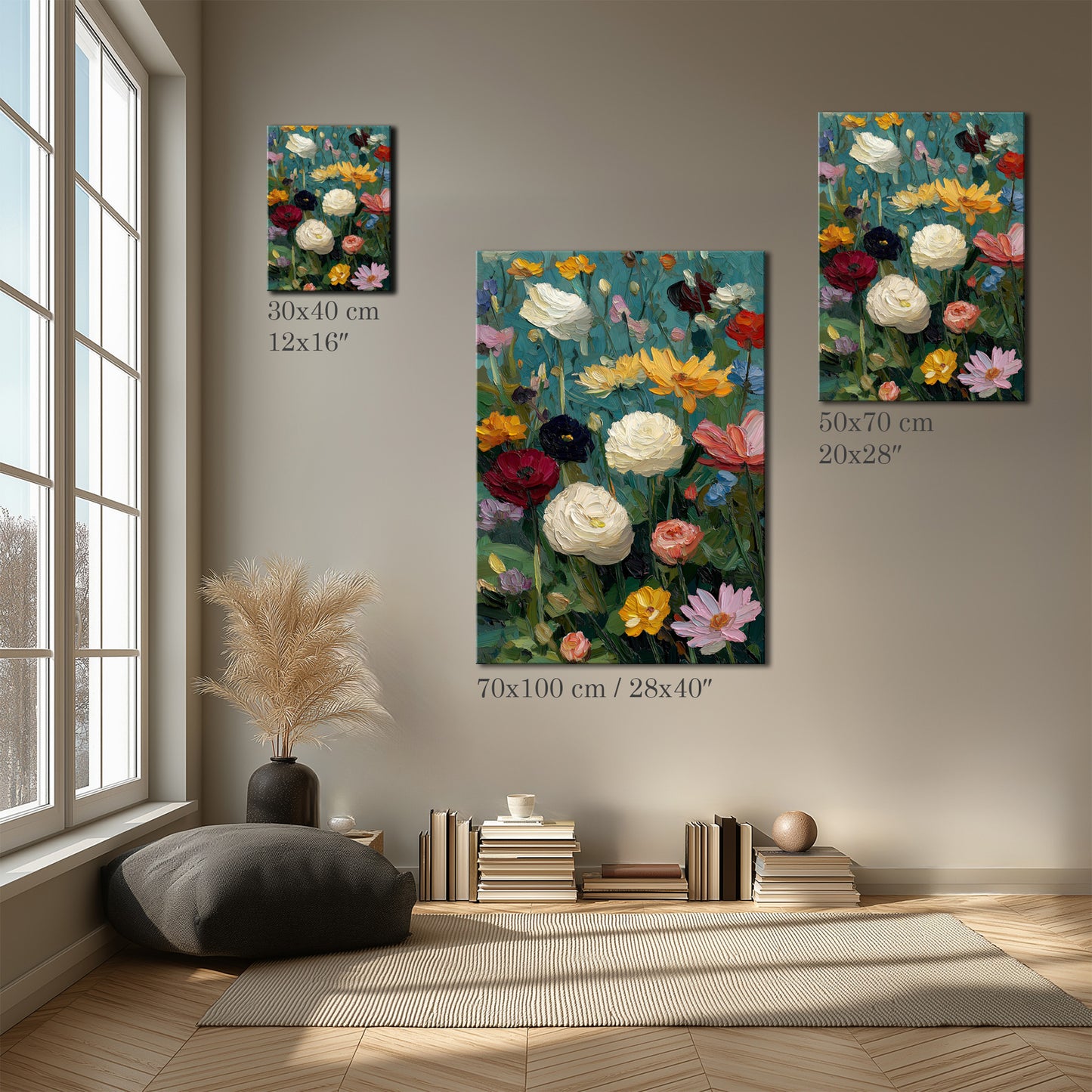 Floral Meadow Garden Painting Canvas Print