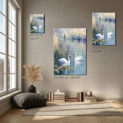 Swan Lake Oil Painting Canvas Print