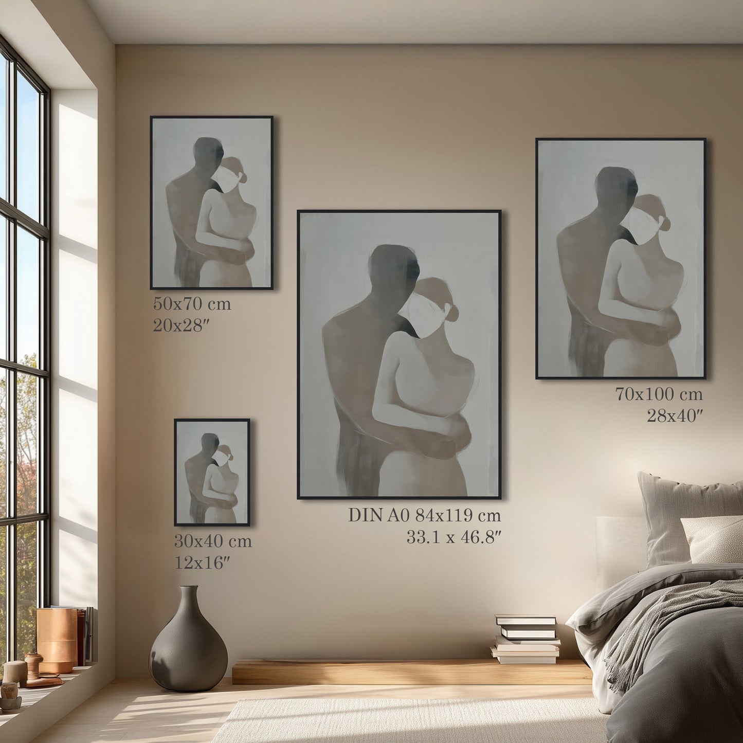 Minimal Romantic Couple Painting Print