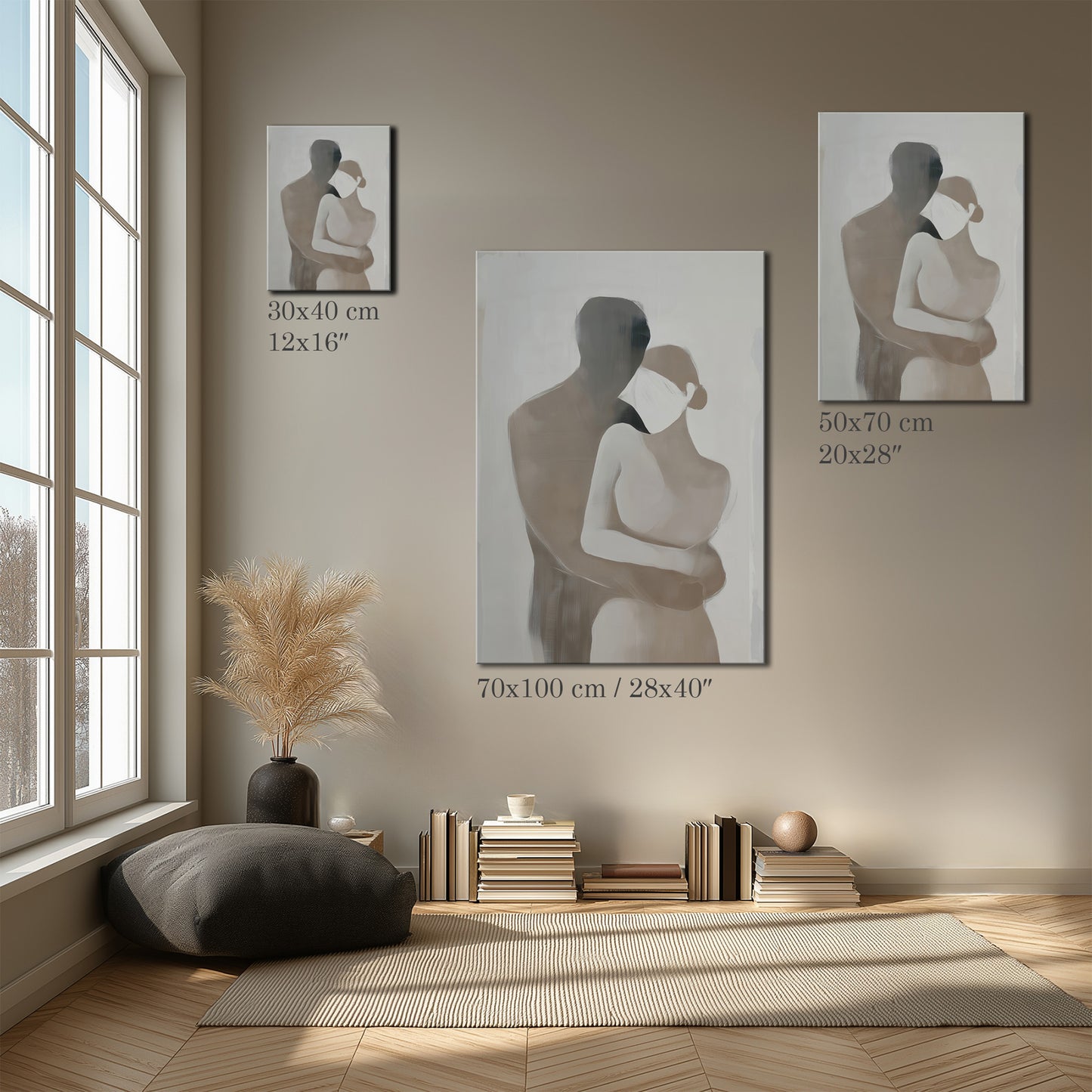 Minimal Romantic Couple Painting Canvas Print