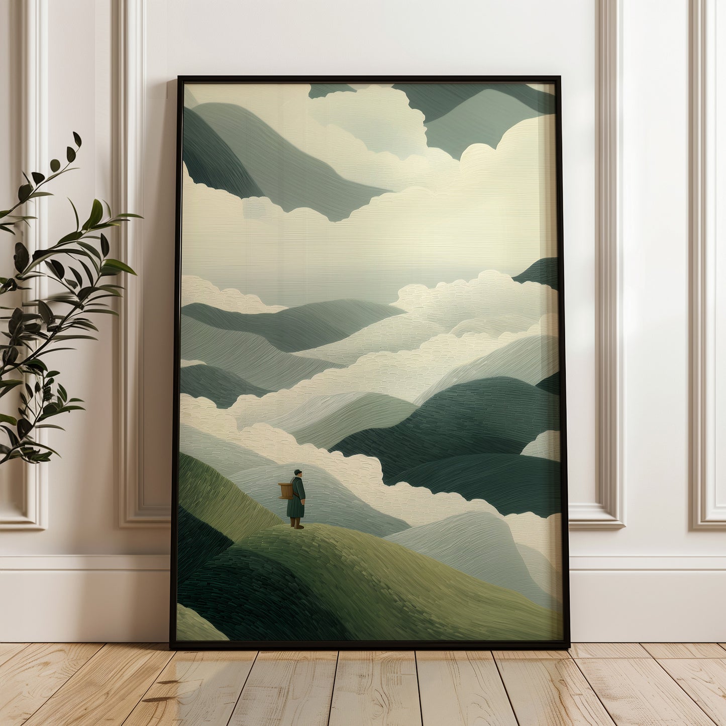 Minimal Japanese Mountain Landscape Print