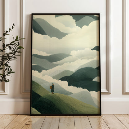Minimal Japanese Mountain Landscape Print