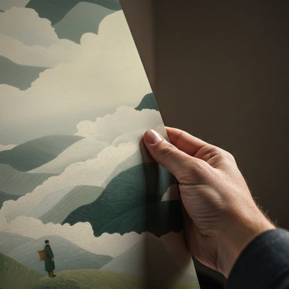 Minimal Japanese Mountain Landscape Print