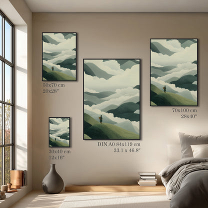 Minimal Japanese Mountain Landscape Print