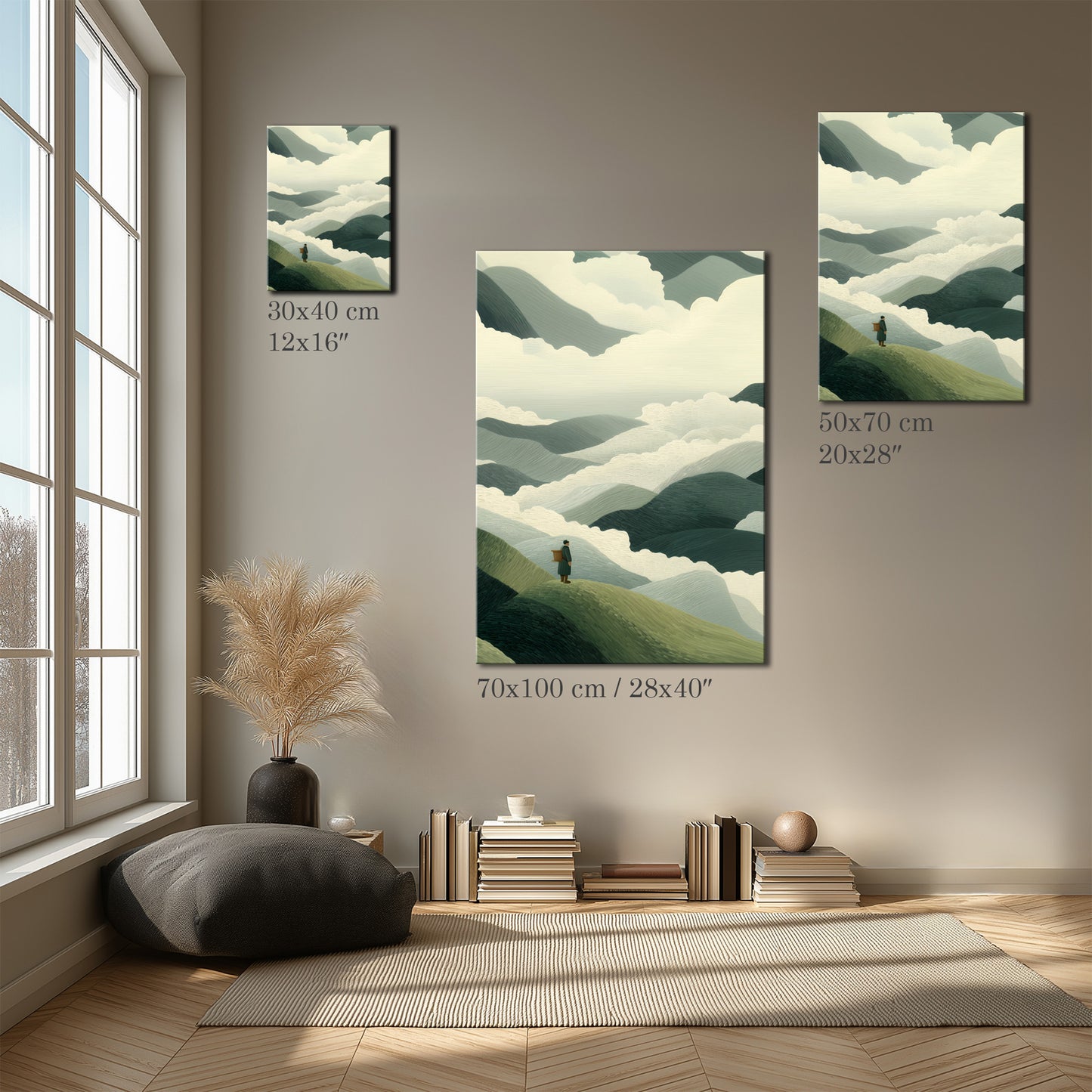 Minimal Japanese Mountain Landscape Canvas Print