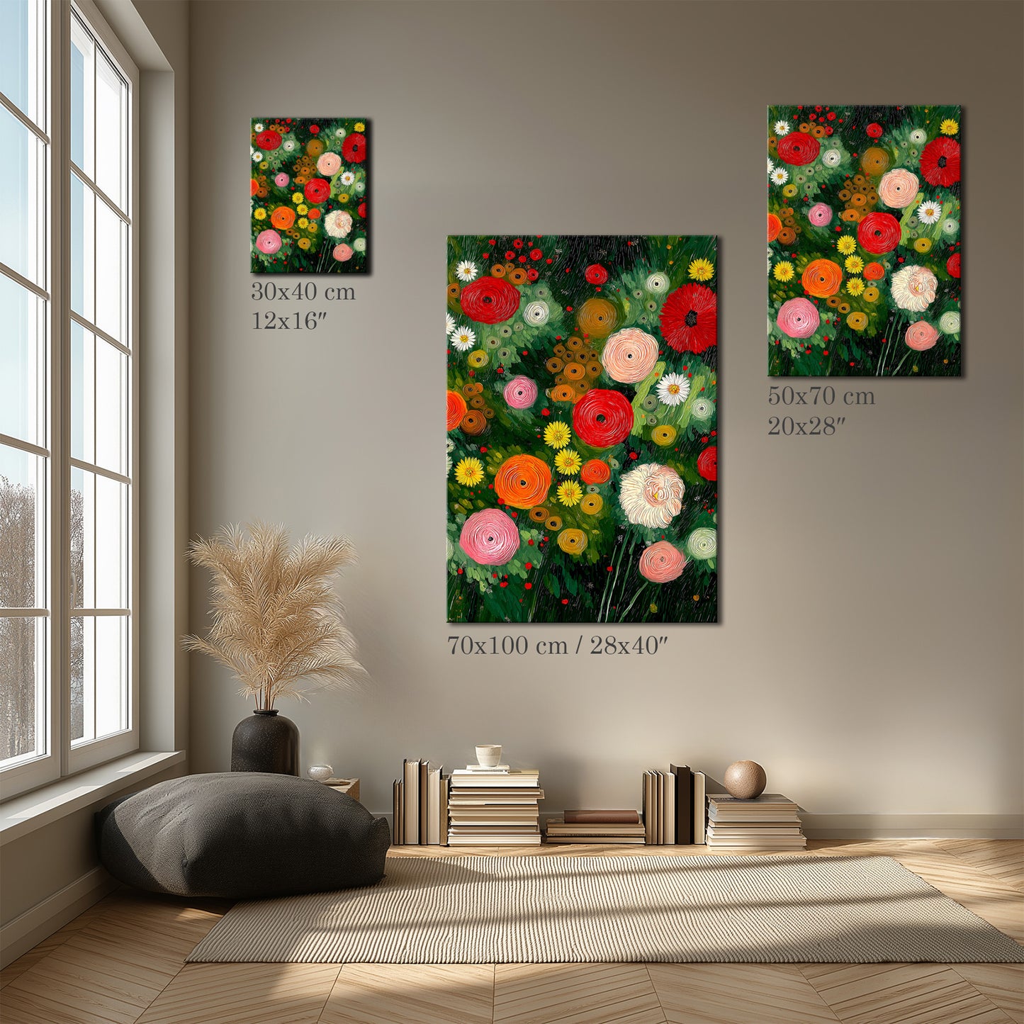 Colorful Flower Garden Painting Canvas Print