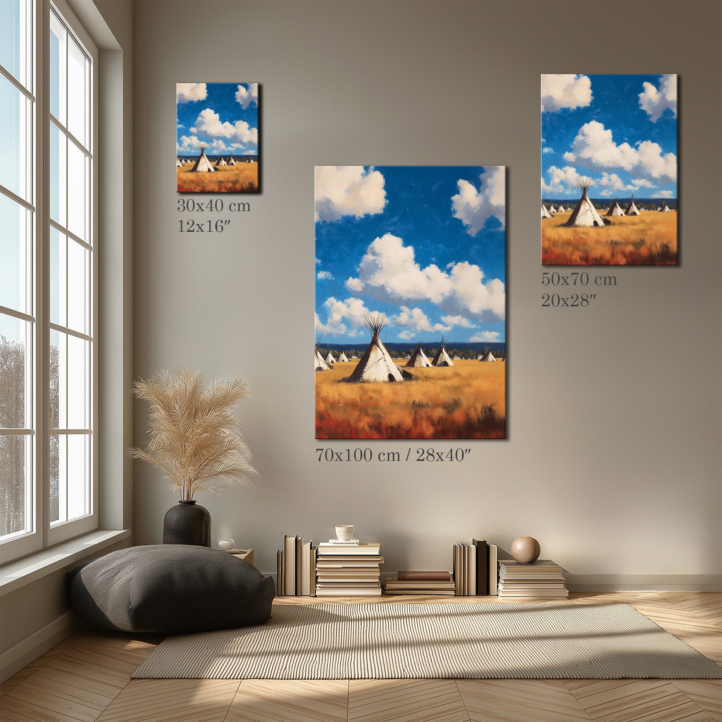 Modern Tipi Landscape Artwork Canvas Print