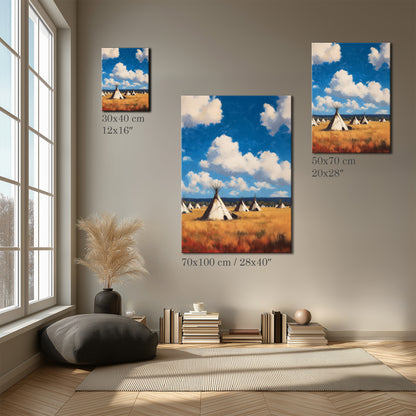 Modern Tipi Landscape Artwork Canvas Print