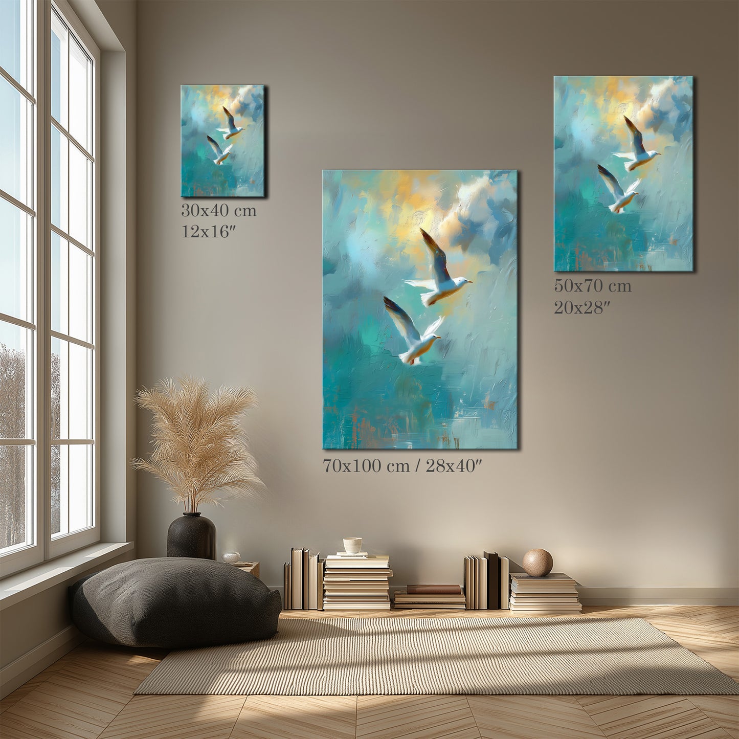 Birds in Sky Art Canvas Print
