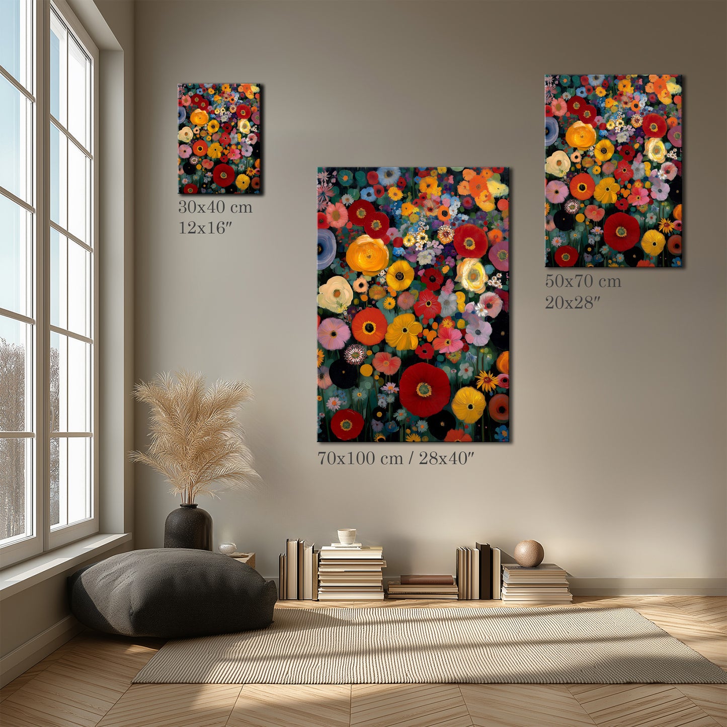 Colorful Flower Field Painting Canvas Print