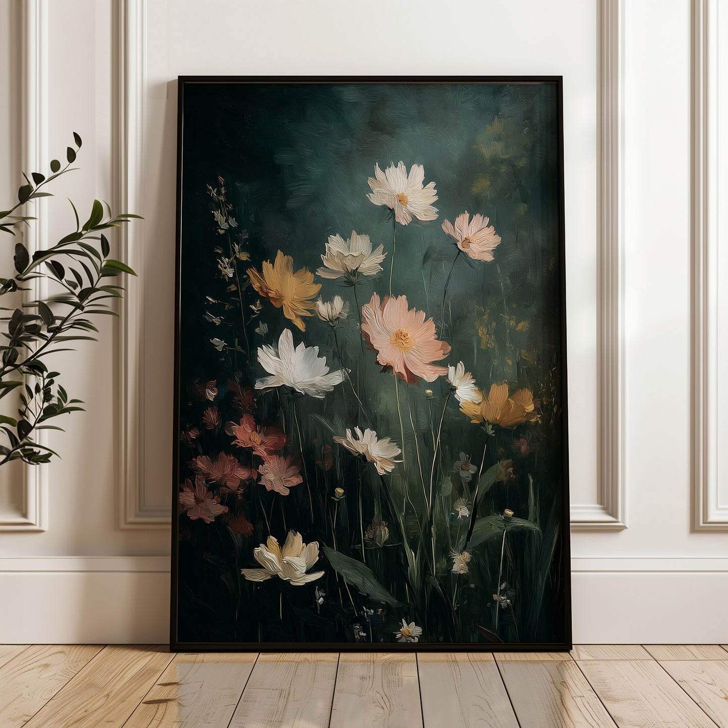 Dark Midnight Garden Oil Painting Print