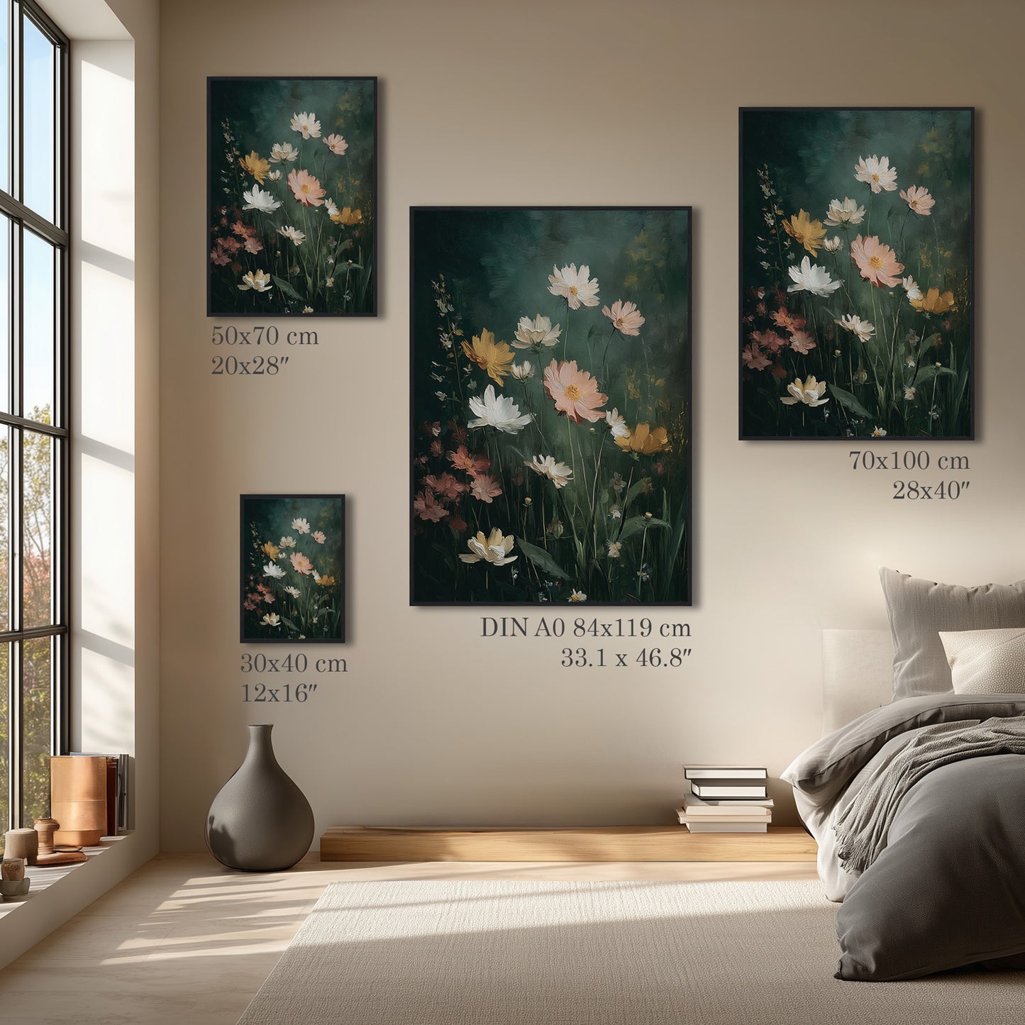 Dark Midnight Garden Oil Painting Print