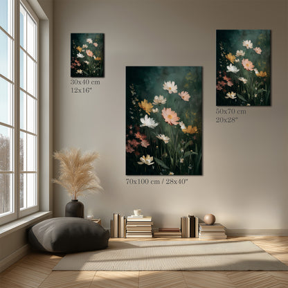 Dark Midnight Garden Oil Painting Canvas Print
