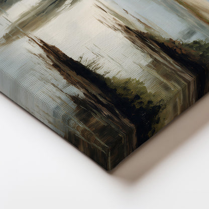 Serene Lake Landscape Oil Painting Canvas Print