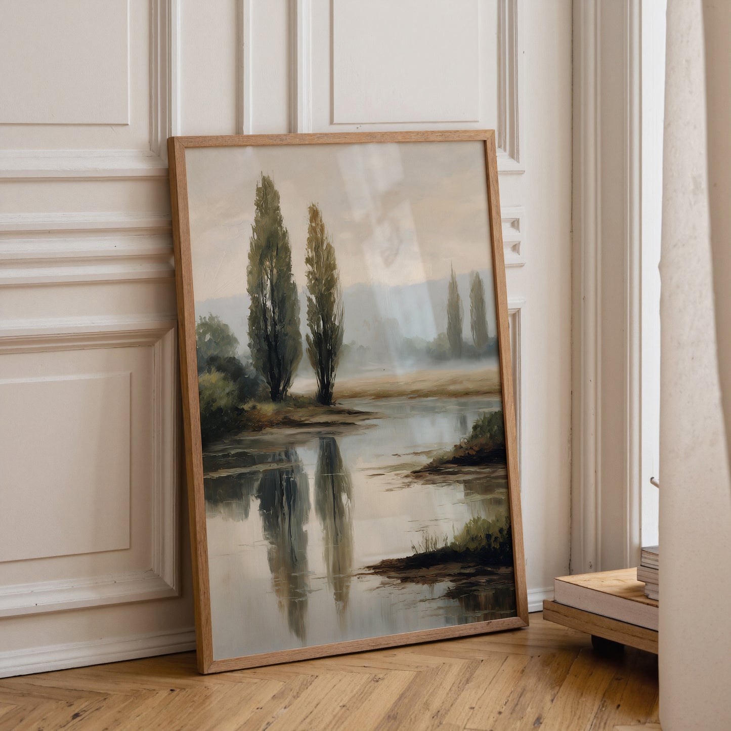 Serene Lake Landscape Oil Painting Print