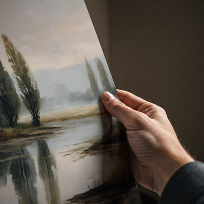 Serene Lake Landscape Oil Painting Print