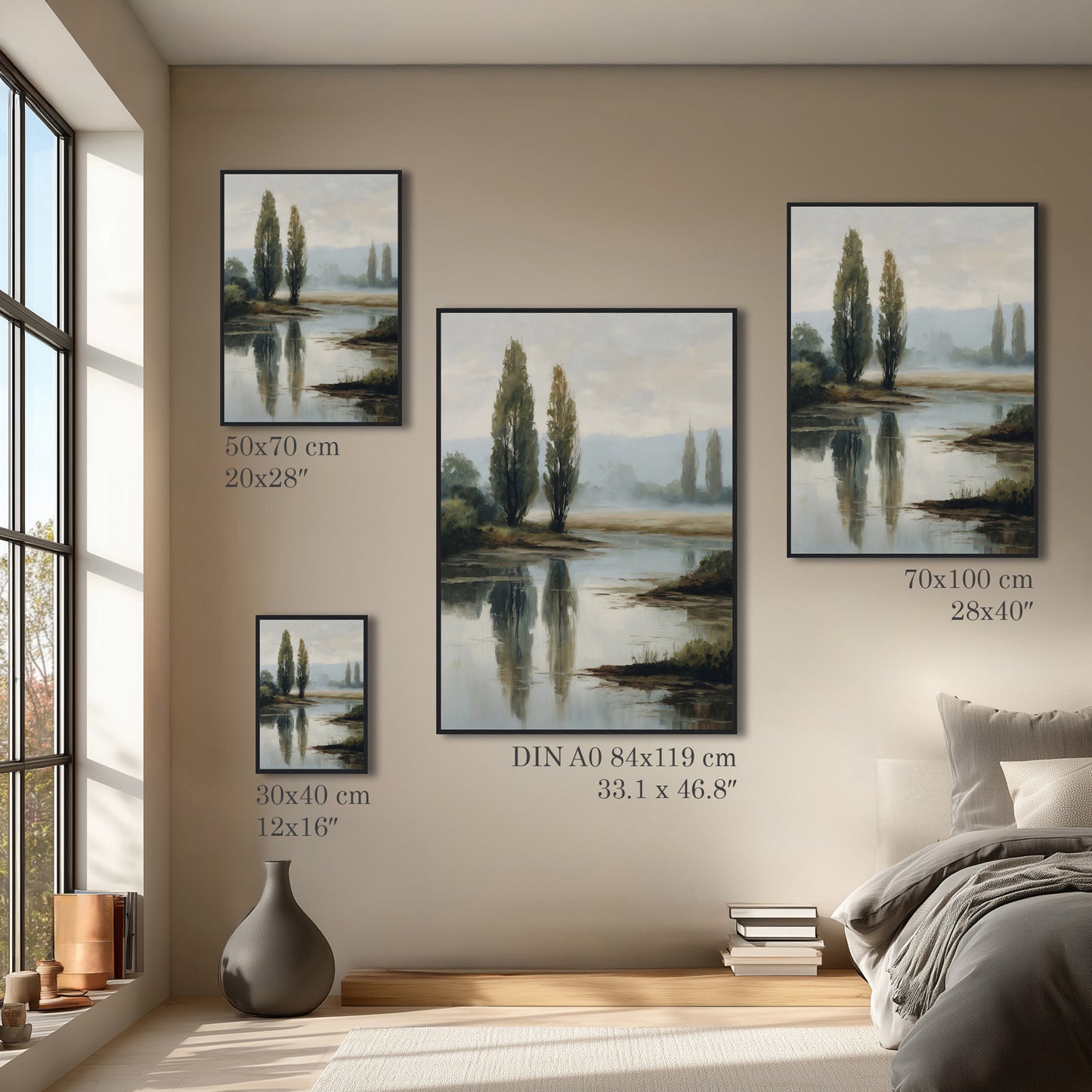 Serene Lake Landscape Oil Painting Print