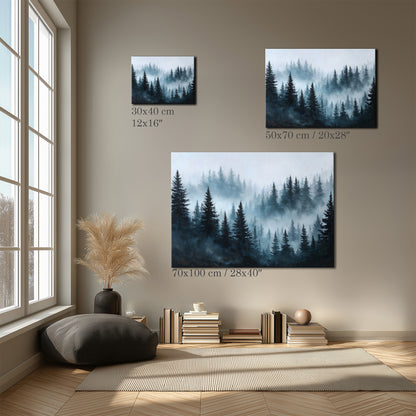 Dark Pine Forest Painting Canvas Print