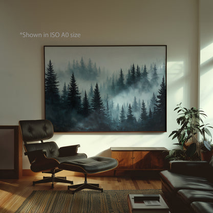 Dark Pine Forest Painting Print