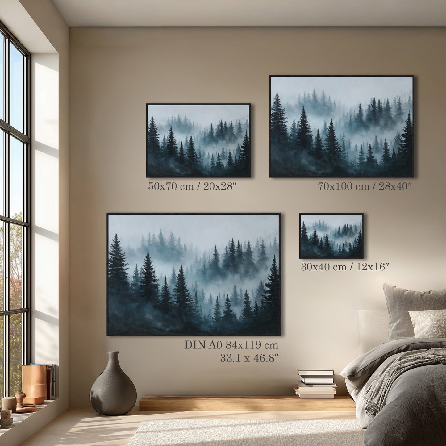 Dark Pine Forest Painting Print