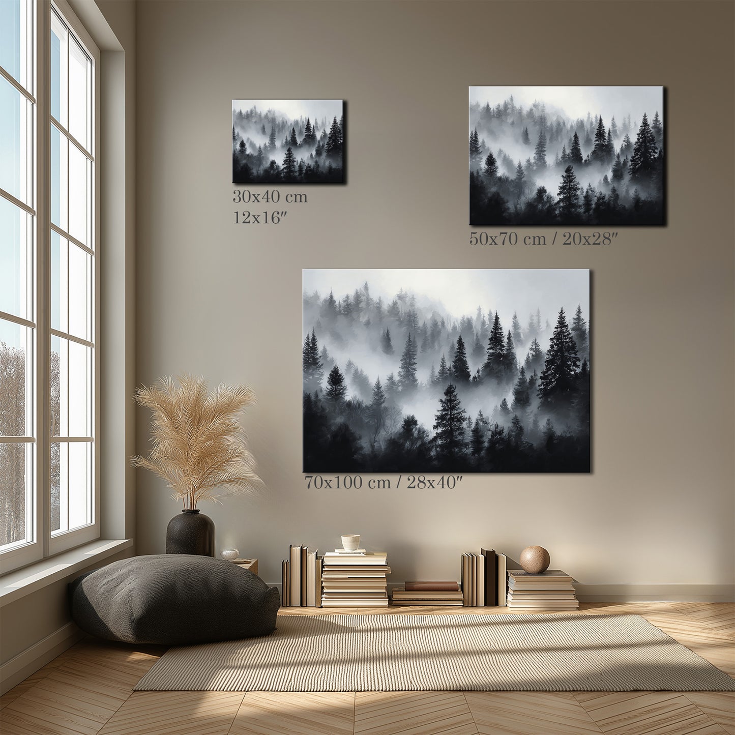 Misty Forest Landscape Canvas Print