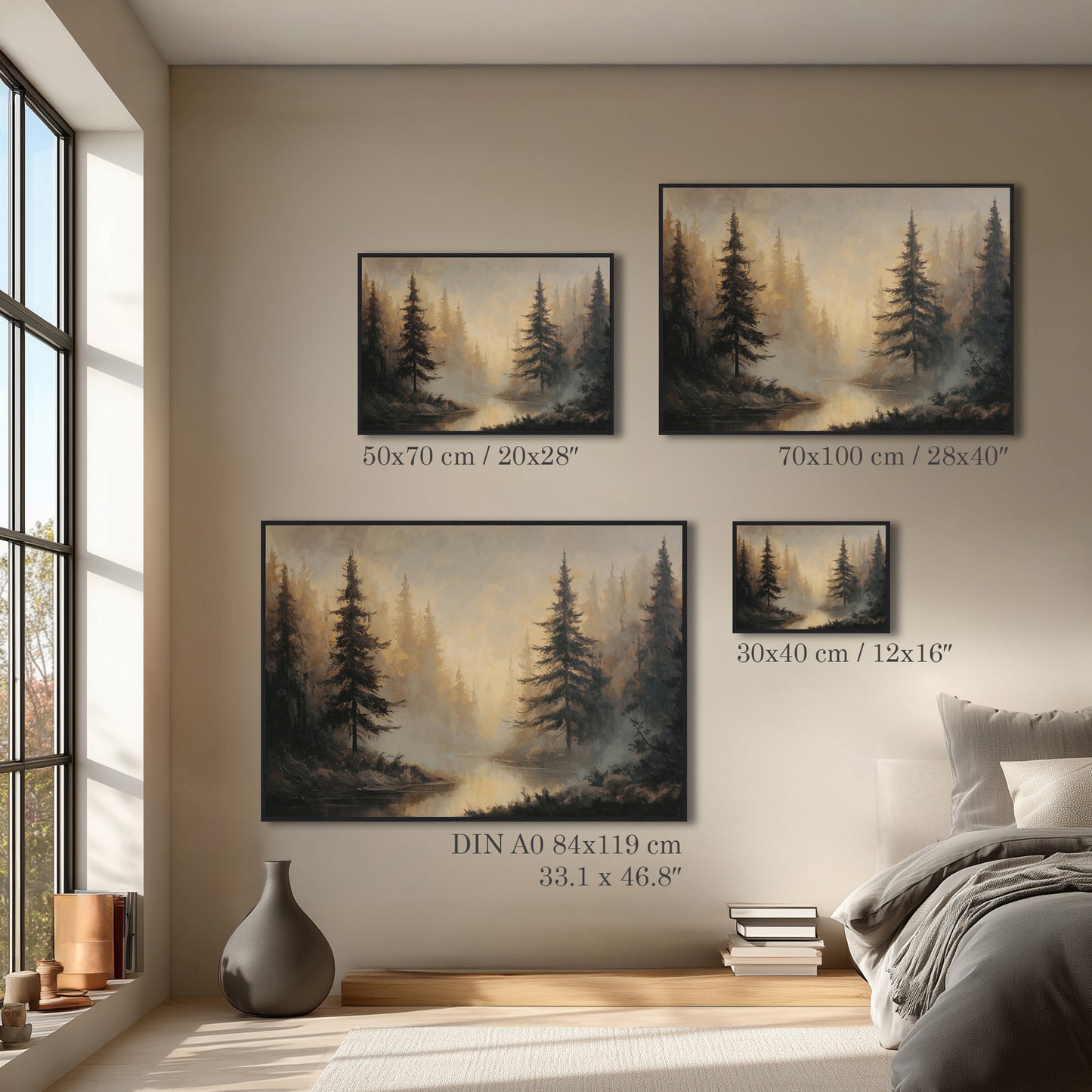 Golden Light Forest Landscape Print