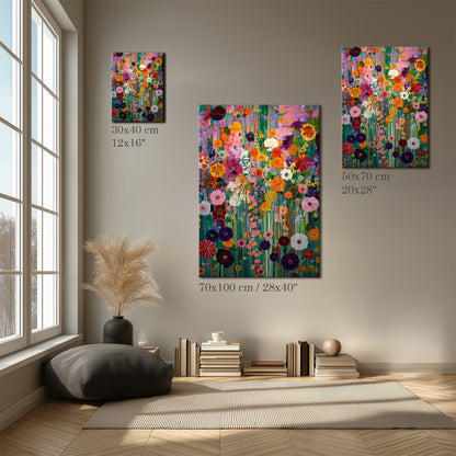 Colorful Floral Field Wall Art Canvas Print
