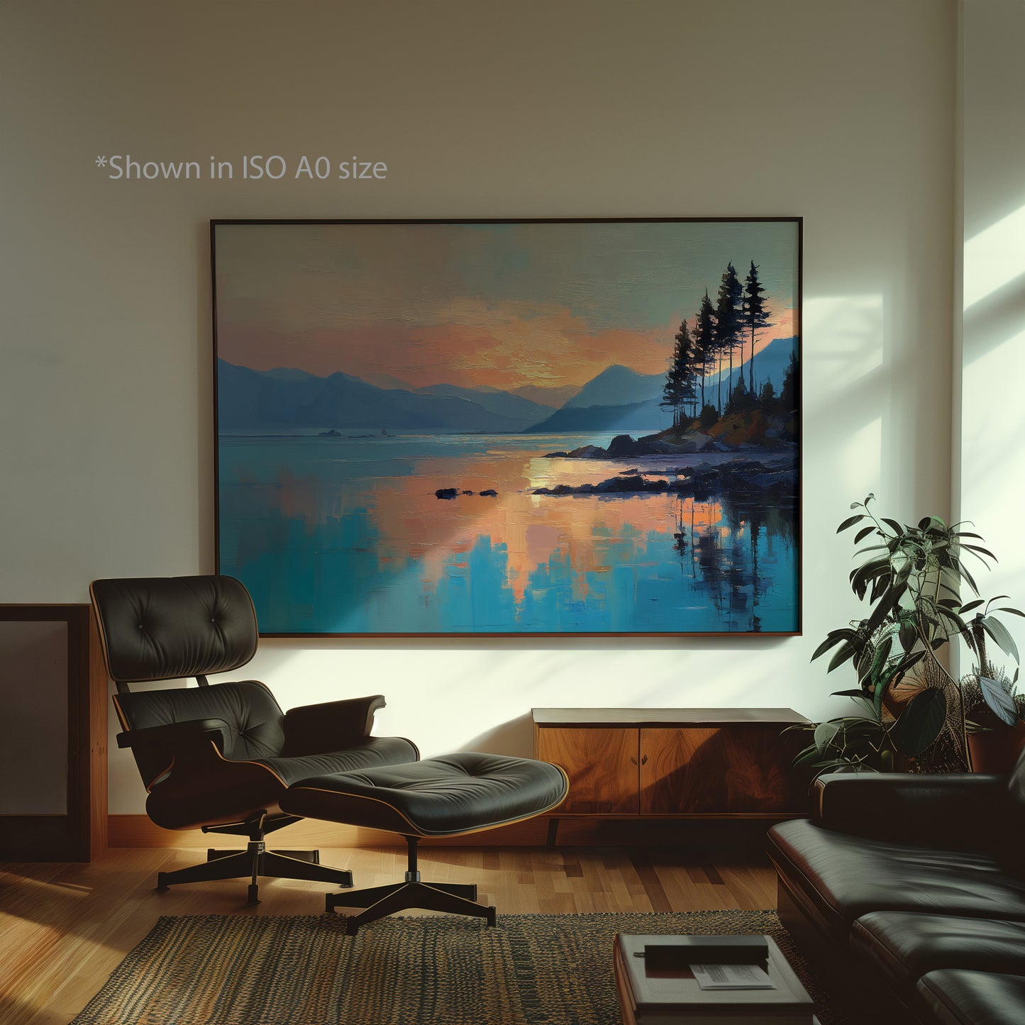 Sunset Reflection Lake Landscape Print