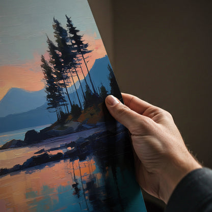 Sunset Reflection Lake Landscape Print