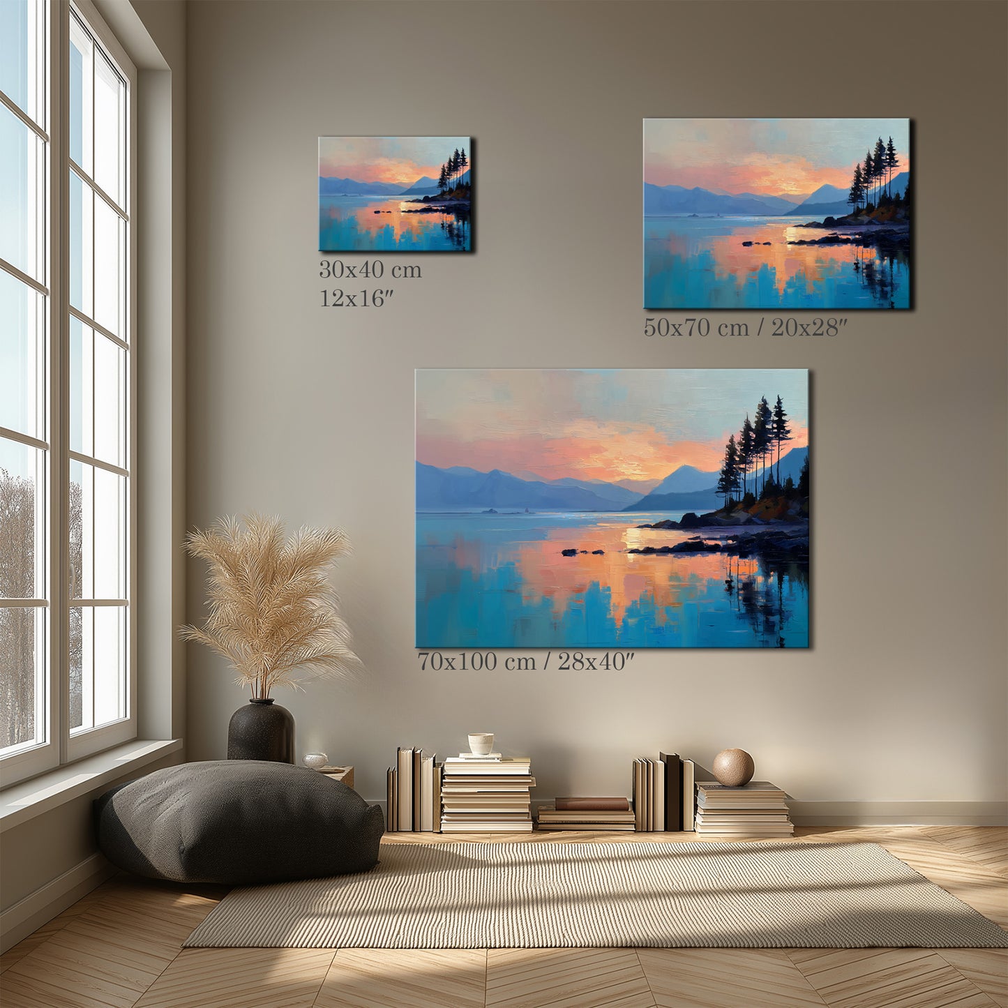 Sunset Reflection Lake Landscape Canvas Print