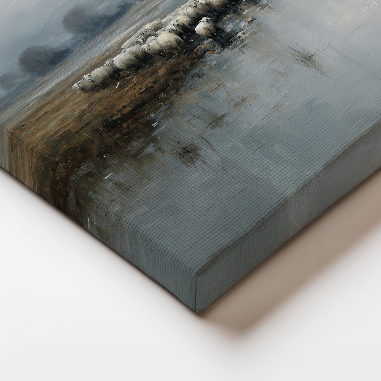 Misty Shepherd Crossing Landscape Canvas Print