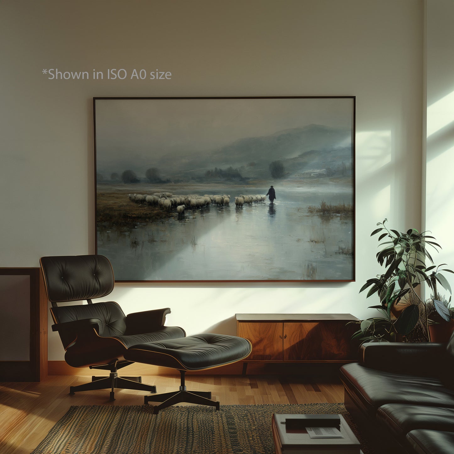 Misty Shepherd Crossing Landscape Print