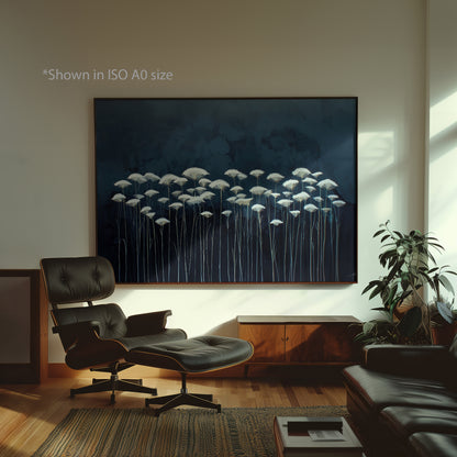 Botanical Night Flower Painting Print