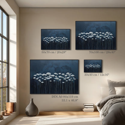 Botanical Night Flower Painting Print