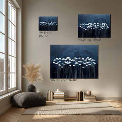 Botanical Night Flower Painting Canvas Print