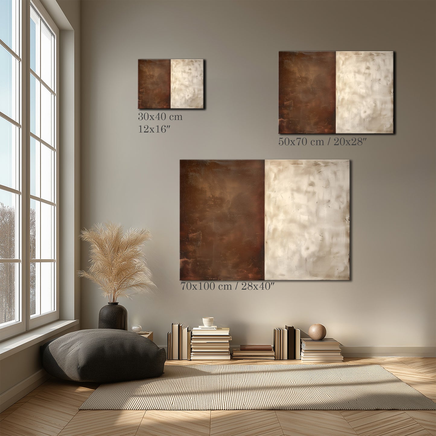 Brown & White Divided Painting Canvas Print