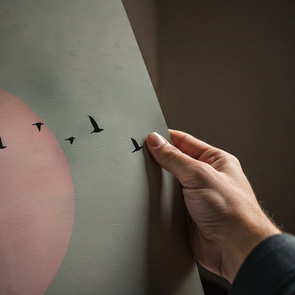 Minimal Birds and Moon Painting Print