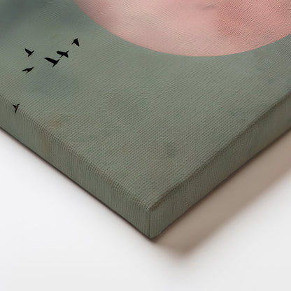 Minimal Birds and Moon Painting Canvas Print
