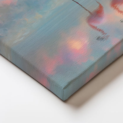 Flamingo Lake Landscape Art Canvas Print