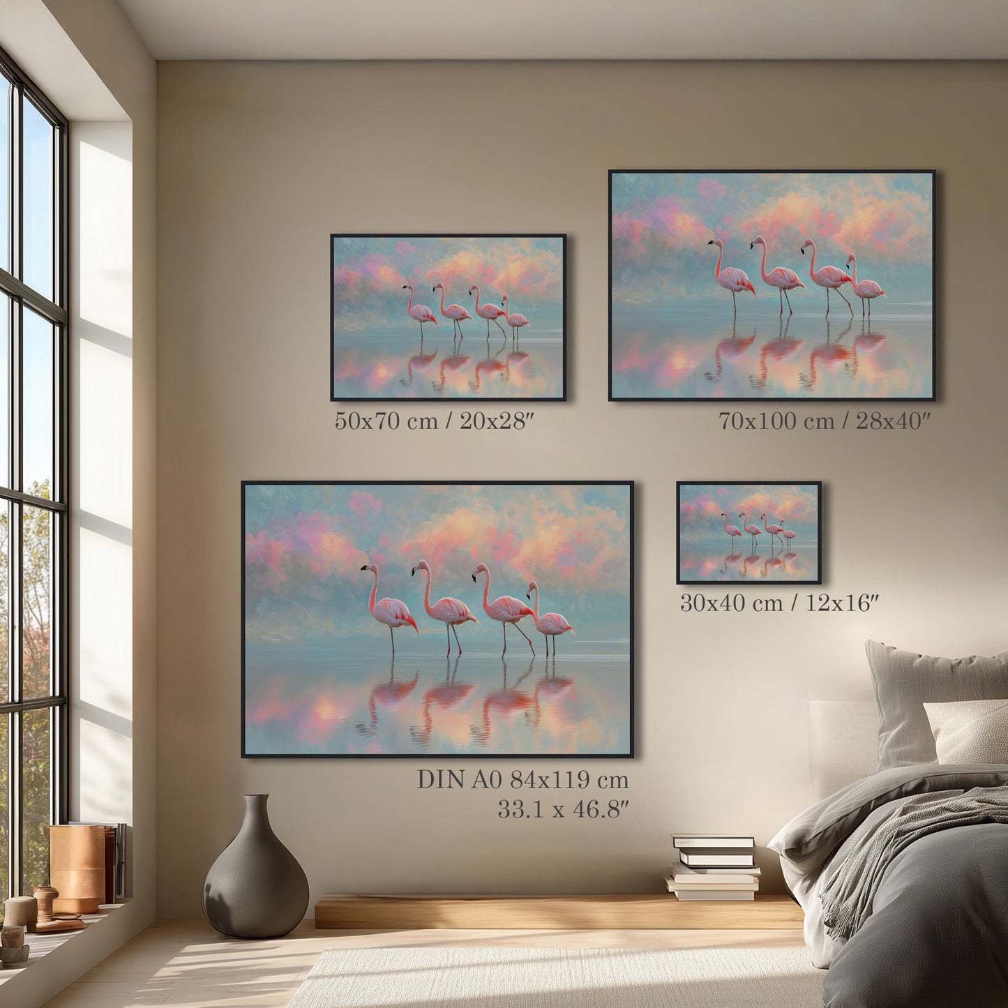 Flamingo Lake Landscape Art Print