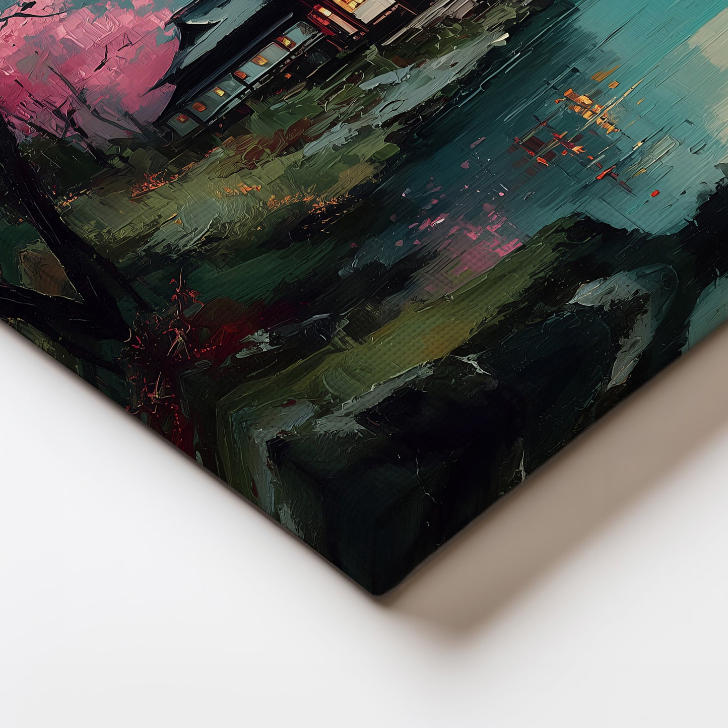 Japanese Lakeside Landscape Art Canvas Print