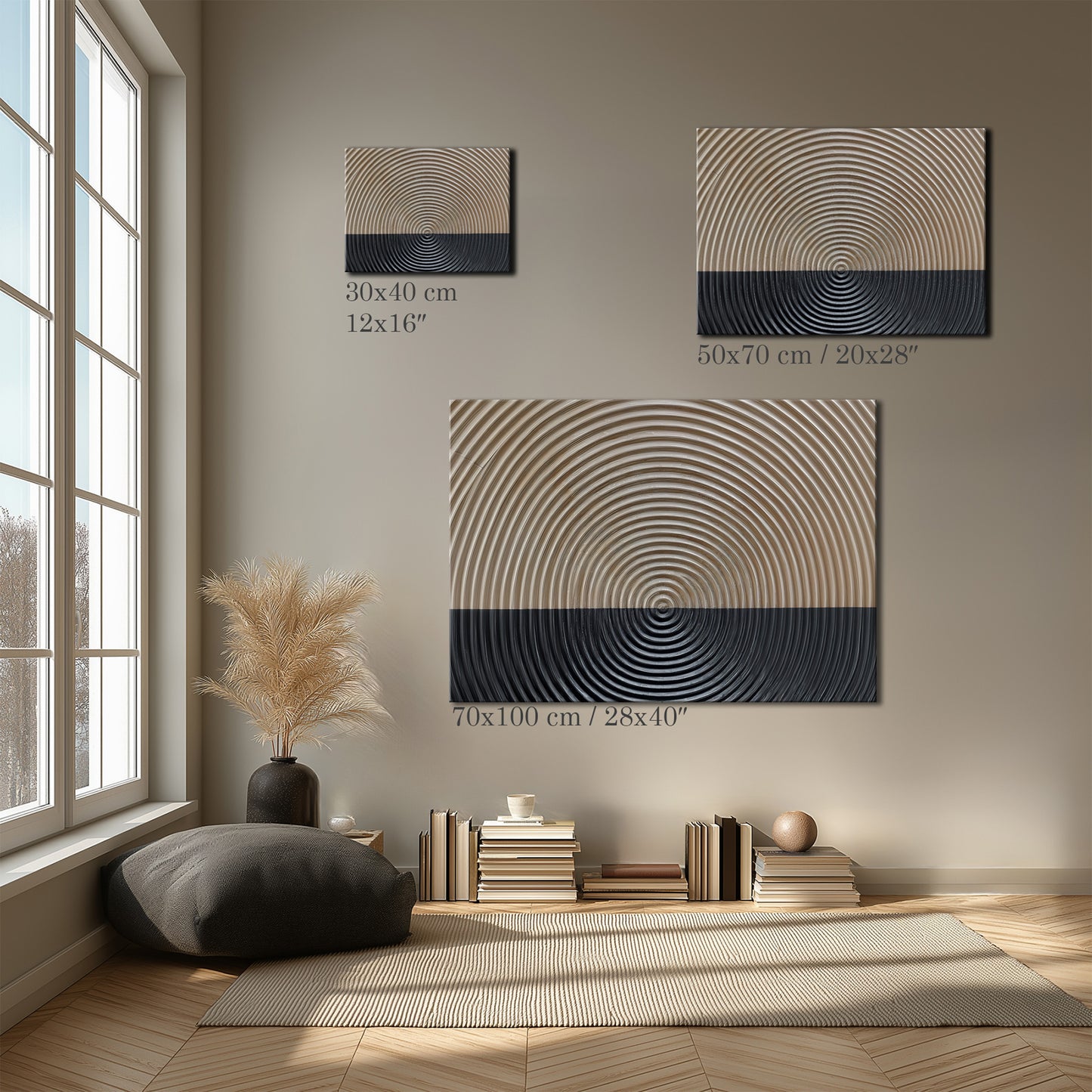 Abstract Brown & Black Circles Canvas Print