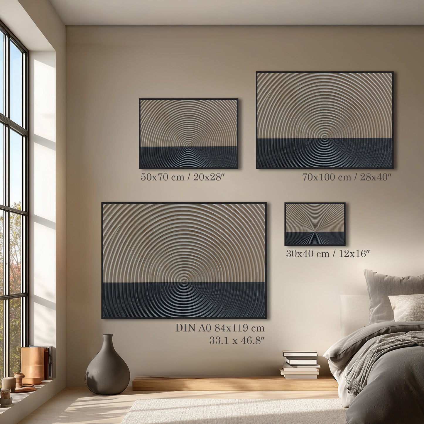 Abstract Brown & Black Circles Print