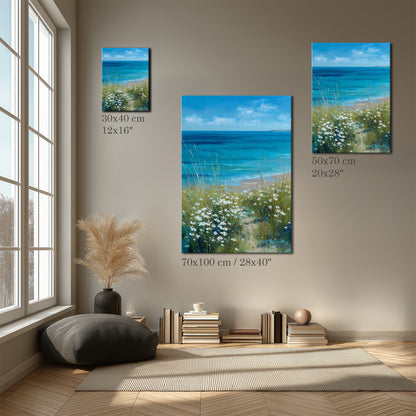 Blue Ocean Landscape Painting Canvas Print